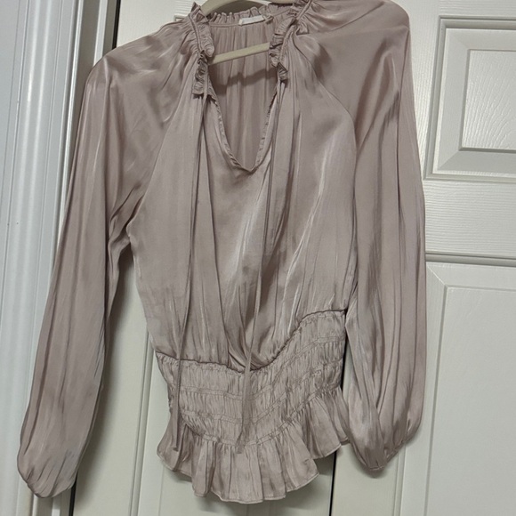 Satin tan Women's Blouse - Picture 1 of 6